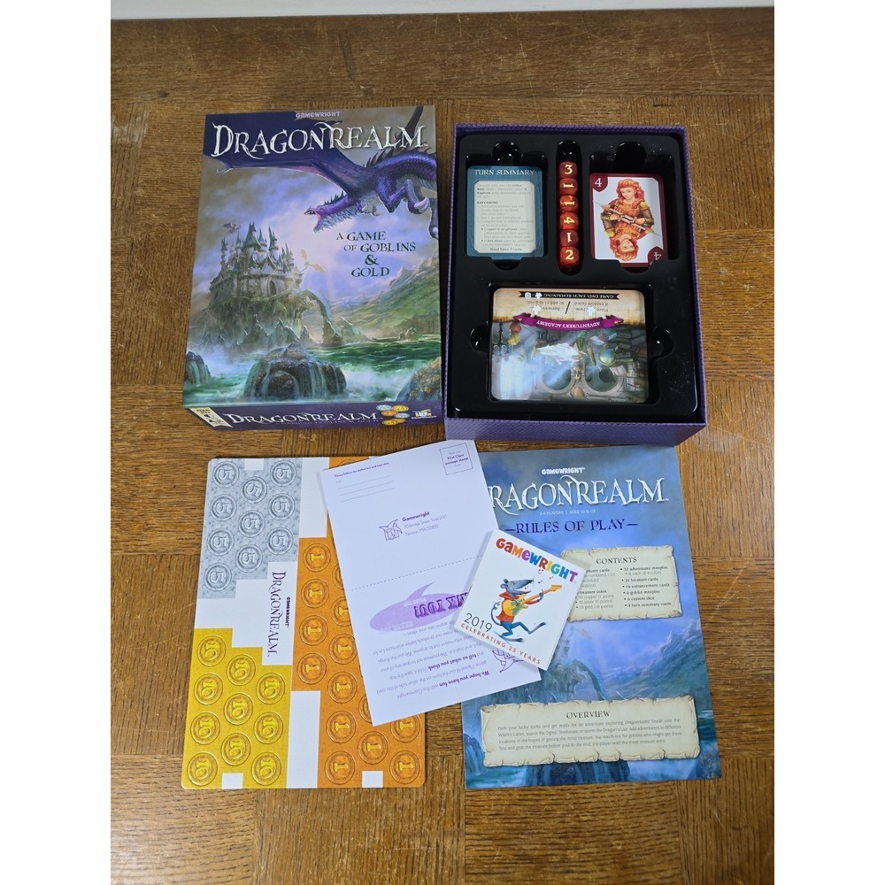 DRAGONREALM Board Game Strategy Family Dragon Gamewright  2019 100% Complete
